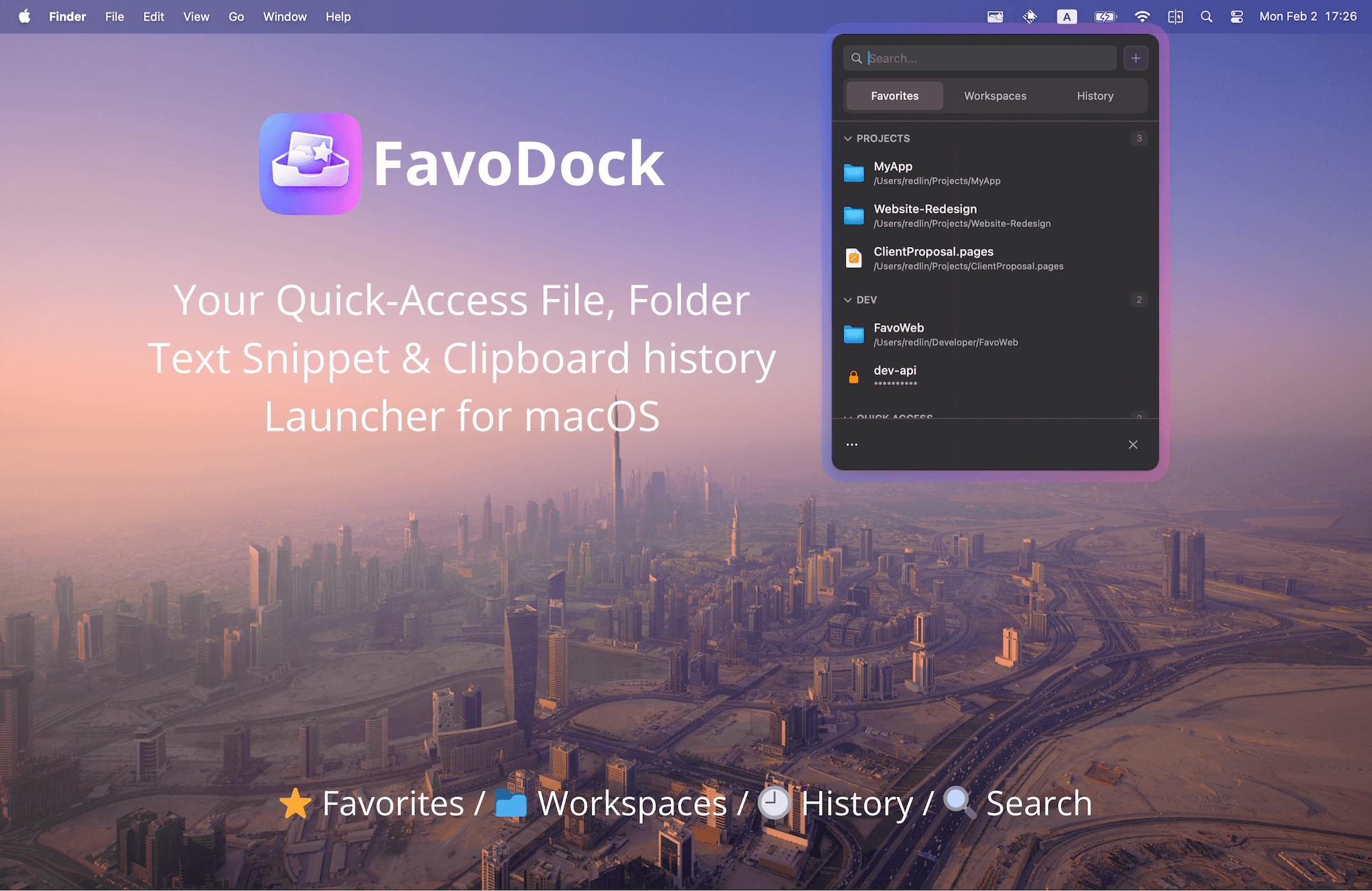 FavoDock macOS menubar app